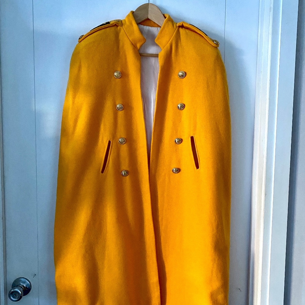vintage bright yellow full length wool cape
